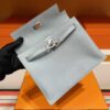 H Factory Bags Kelly Danse Evercolor Leather Grayish Blue Silver Hardware 22cm Full Handmade