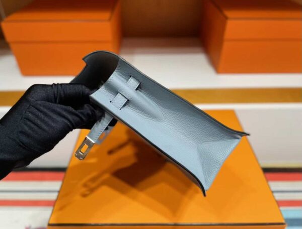 H Factory Bags Kelly Danse Evercolor Leather Grayish Blue Silver Hardware 22cm Full Handmade