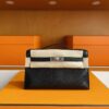 H Factory Bags Mini Kelly Pochette Lizard Leather CK89 Black Silver Hardware 22cm Full Handmade