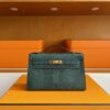 H Factory Bags Mini Kelly Pochette Lizard Leather Deep Green Gold Hardware 22cm Full Handmade