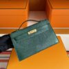 H Factory Bags Mini Kelly Pochette Lizard Leather Deep Green Gold Hardware 22cm Full Handmade