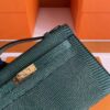 H Factory Bags Mini Kelly Pochette Lizard Leather Deep Green Gold Hardware 22cm Full Handmade