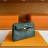 H Factory Bags Mini Kelly Pochette Lizard Leather Deep Green Gold Hardware 22cm Full Handmade