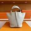 H Factory Bags Picotin Togo Leather Cream White Silver Hardware 18cm Full Handmade