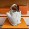 H Factory Bags Picotin Togo Leather Cream White Silver Hardware 18cm Full Handmade
