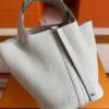 H Factory Bags Picotin Togo Leather Cream White Silver Hardware 18cm Full Handmade