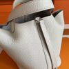 H Factory Bags Picotin Togo Leather Cream White Silver Hardware 18cm Full Handmade