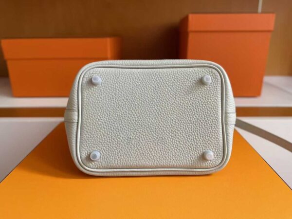 H Factory Bags Picotin Togo Leather Cream White Silver Hardware 18cm Full Handmade