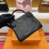 H Factory Bags Kelly doll Matte Crocodile Leather CK89 Black Silver Hardware 16cm Full Handmade