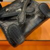 H Factory Bags Kelly doll Matte Crocodile Leather CK89 Black Silver Hardware 16cm Full Handmade