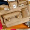 H Factory Bags Birkin Cargo Swift Leather & Canvas Earthy Yellow & Khaki Silver Hardware 35cm Full Handmade