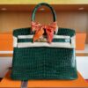 H Factory Bags Birkin Shiny Alligator Crocodile Deep Green Gold Hardware 30cm Full Handmade