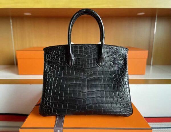H Factory Bags Birkin Matte Alligator Crocodile CK89 Black Gold Hardware 30cm Full Handmade