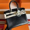 H Factory Bags Birkin Matte Alligator Crocodile CK89 Black Gold Hardware 30cm Full Handmade