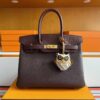 H Factory Bags Birkin Togo & Matte Alligator Crocodile Reddish Brown Gold Hardware 30cm Full Handmade