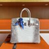 H Factory Bags Birkin Matte Crocodile Himalaya Silver Hardware 25cm Full Handmade
