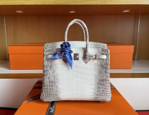 H Factory Bags Birkin Matte Crocodile Himalaya Silver Hardware 25cm Full Handmade