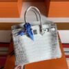 H Factory Bags Birkin Matte Crocodile Himalaya Silver Hardware 25cm Full Handmade