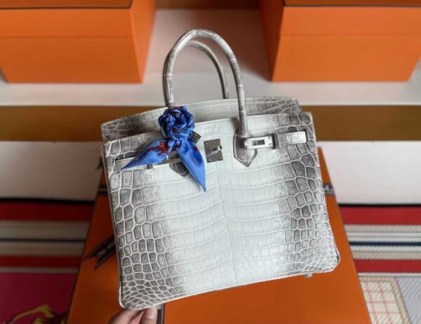 H Factory Bags Birkin Matte Crocodile Himalaya Silver Hardware 25cm Full Handmade