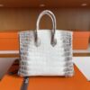 H Factory Bags Birkin Matte Crocodile Himalaya Silver Hardware 25cm Full Handmade