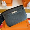 H Factory Bags Kelly Depeches Epsom Leather CK89 Black Silver Hardware 25cm Full Handmade