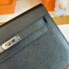 H Factory Bags Kelly Depeches Epsom Leather CK89 Black Silver Hardware 25cm Full Handmade