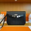 H Factory Bags Kelly Depeches Epsom Leather CK89 Black Silver Hardware 25cm Full Handmade
