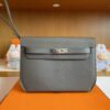 H Factory Bags Kelly Depeches Epsom Leather Medium Grey Silver Hardware 25cm Full Handmade