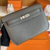 H Factory Bags Kelly Depeches Epsom Leather Medium Grey Silver Hardware 25cm Full Handmade