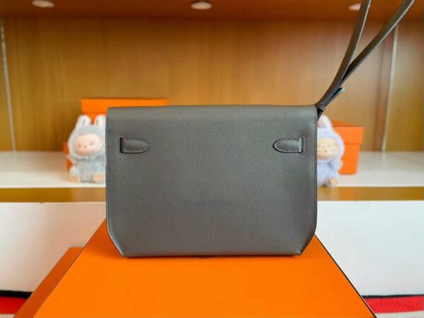 H Factory Bags Kelly Depeches Epsom Leather Medium Grey Silver Hardware 25cm Full Handmade