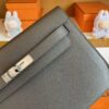 H Factory Bags Kelly Depeches Epsom Leather Medium Grey Silver Hardware 25cm Full Handmade