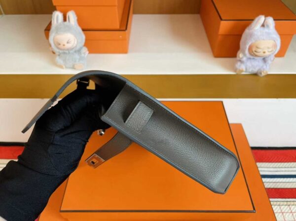 H Factory Bags Kelly Depeches Epsom Leather Medium Grey Silver Hardware 25cm Full Handmade