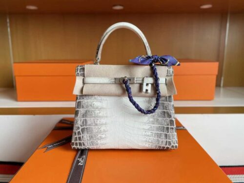 H Factory Bags Kelly Matte Crocodile Himalaya Silver Hardware 25cm Full Handmade