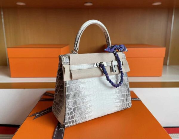 H Factory Bags Kelly Matte Crocodile Himalaya Silver Hardware 25cm Full Handmade