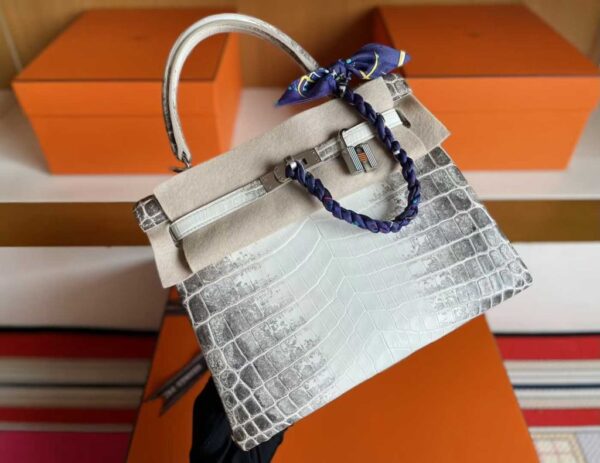 H Factory Bags Kelly Matte Crocodile Himalaya Silver Hardware 25cm Full Handmade