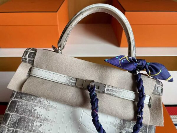 H Factory Bags Kelly Matte Crocodile Himalaya Silver Hardware 25cm Full Handmade