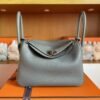 H Factory Bags Lindy Togo Leather Medium Grey Silver Hardware 26cm Full Handmade