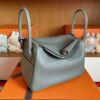 H Factory Bags Lindy Togo Leather Medium Grey Silver Hardware 26cm Full Handmade
