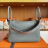 H Factory Bags Lindy Togo Leather Medium Grey Silver Hardware 26cm Full Handmade