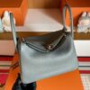 H Factory Bags Lindy Togo Leather Medium Grey Silver Hardware 26cm Full Handmade
