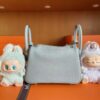 H Factory Bags Mini Lindy Togo Leather Light Grey Silver Hardware 19cm Full Handmade
