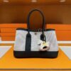 H Factory Bags Mini Garden party Canvas & Leather Black & White Silver Hardware 23cm Full Handmade