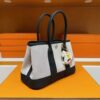 H Factory Bags Mini Garden party Canvas & Leather Black & White Silver Hardware 23cm Full Handmade