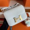 H Factory Bags Mini Constance Epsom Pure White Gold Hardware 18cm Full Handmade