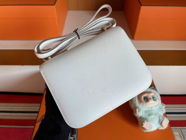 H Factory Bags Mini Constance Epsom Pure White Gold Hardware 18cm Full Handmade