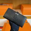 H Factory Bags Bearn Long Wallet Matte Alligator Crocodile CK89 Black Silver Hardware 17.5cm Full Handmade