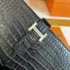 H Factory Bags Bearn Long Wallet Matte Alligator Crocodile CK89 Black Silver Hardware 17.5cm Full Handmade