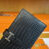 H Factory Bags Bearn Long Wallet Matte Alligator Crocodile CK89 Black Silver Hardware 17.5cm Full Handmade
