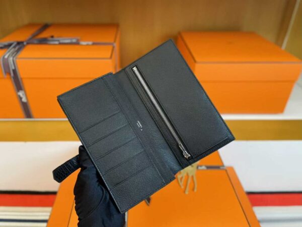 H Factory Bags Bearn Long Wallet Matte Alligator Crocodile CK89 Black Silver Hardware 17.5cm Full Handmade