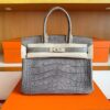 2025-11-10_174610_378-1024x768-1 H Factory Bags Birkin Matte Alligator Crocodile Graphite Grey Silver Hardware 30cm Full Handmade